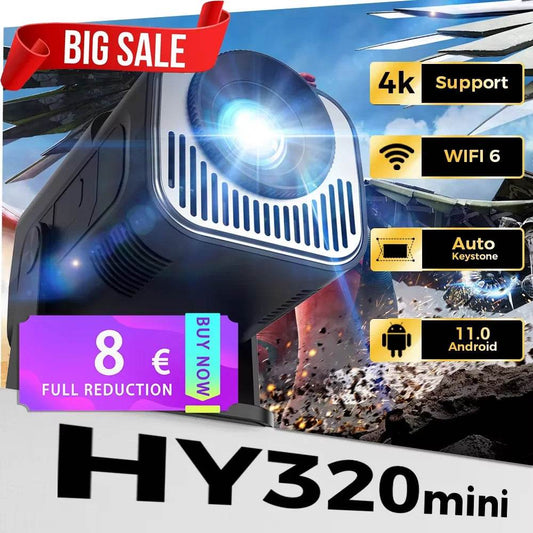 Proiector Mini Portabil HY320 4K 1080P Android11 WiFi6 BT5.0 - Venduqo