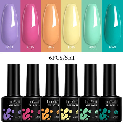 Set 6 Piese Oja Gel Termica LILYCUTE 7ML Serie Roșie