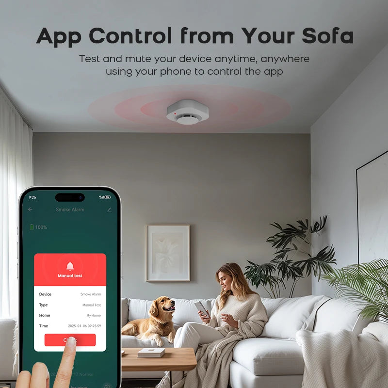 Detector de Fum WiFi Tuya cu Control APP Smart Life