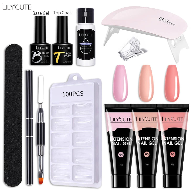 LILYCUTE Set Manicure 15ML cu Gel pentru Extensii Unghii și Lampă UV