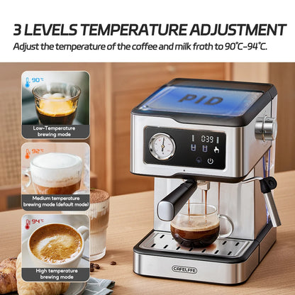 Cafeleffe Espresso Machine 20Bar - Cappuccino Maker cu Frother pentru Lapte