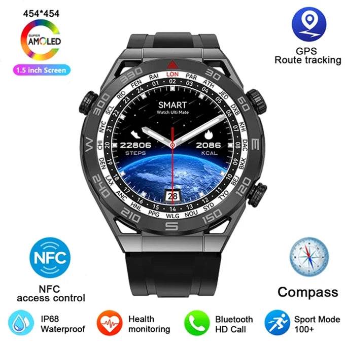 Ceas Inteligent NFC cu Bluetooth, Monitorizare Sanatate, IP68 - Venduqo