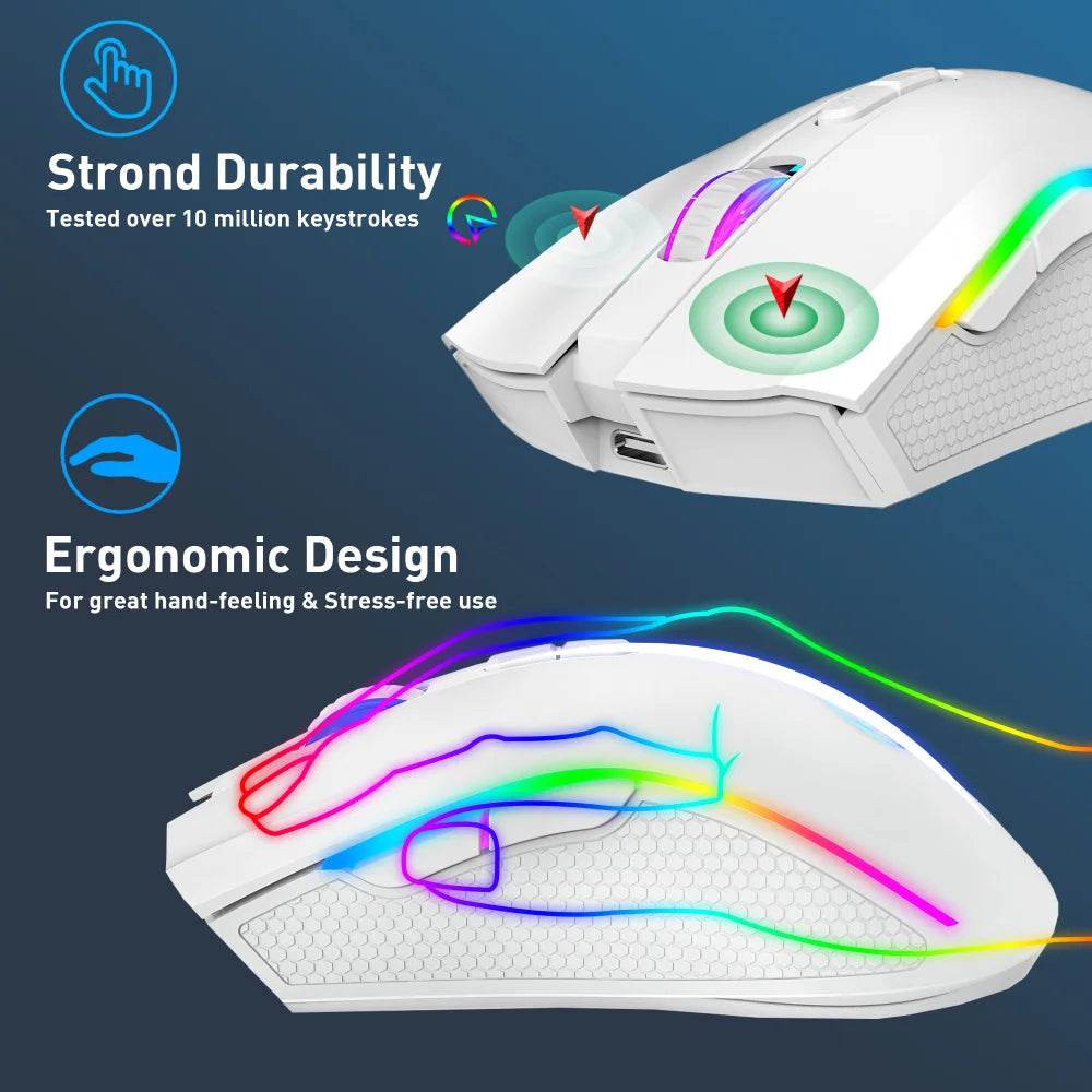 HXSJ T69 Mouse Wireless Ergonomic RGB 2.4G - Venduqo