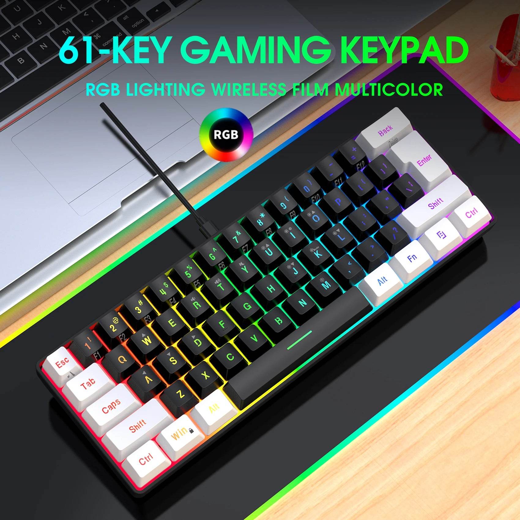 Set de Birou Gaming: Tastatură și Mouse RGB cu Cablu - Venduqo