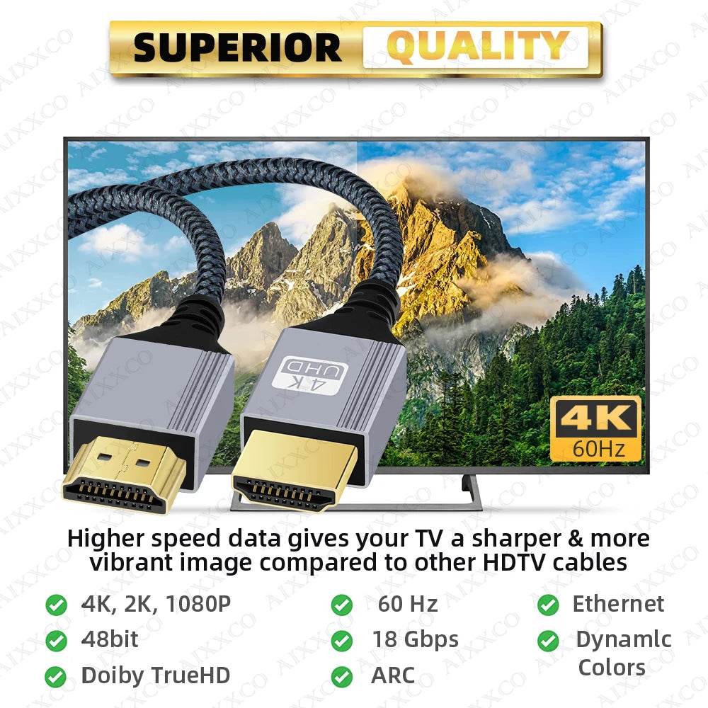 Cablu HDMI 2.0 4K 60Hz pentru Xiaomi Xbox PS5 PS4 - Venduqo