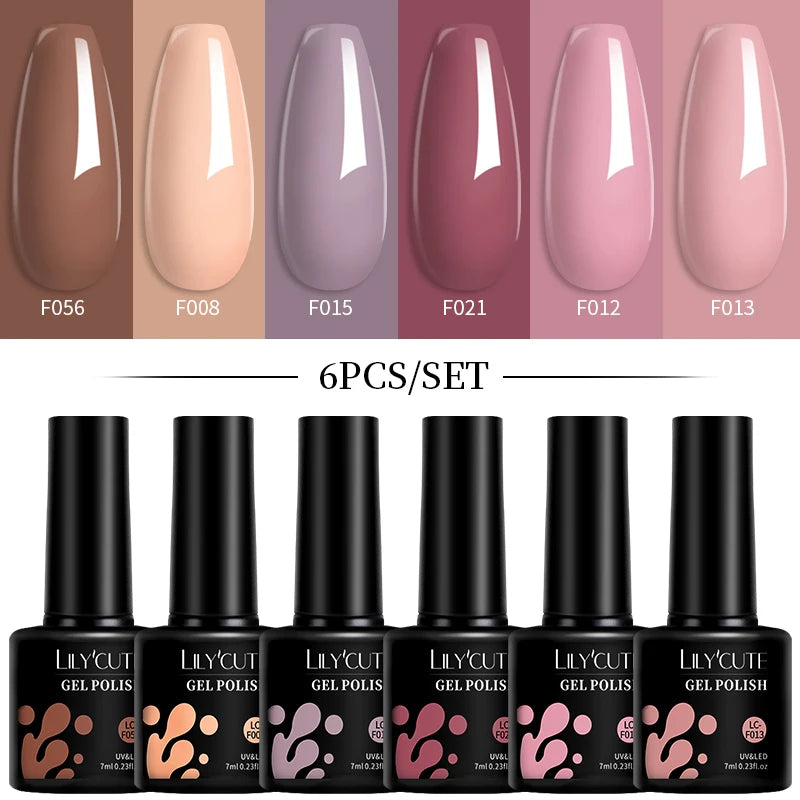 Set 6 Piese Oja Gel Termica LILYCUTE 7ML Serie Roșie