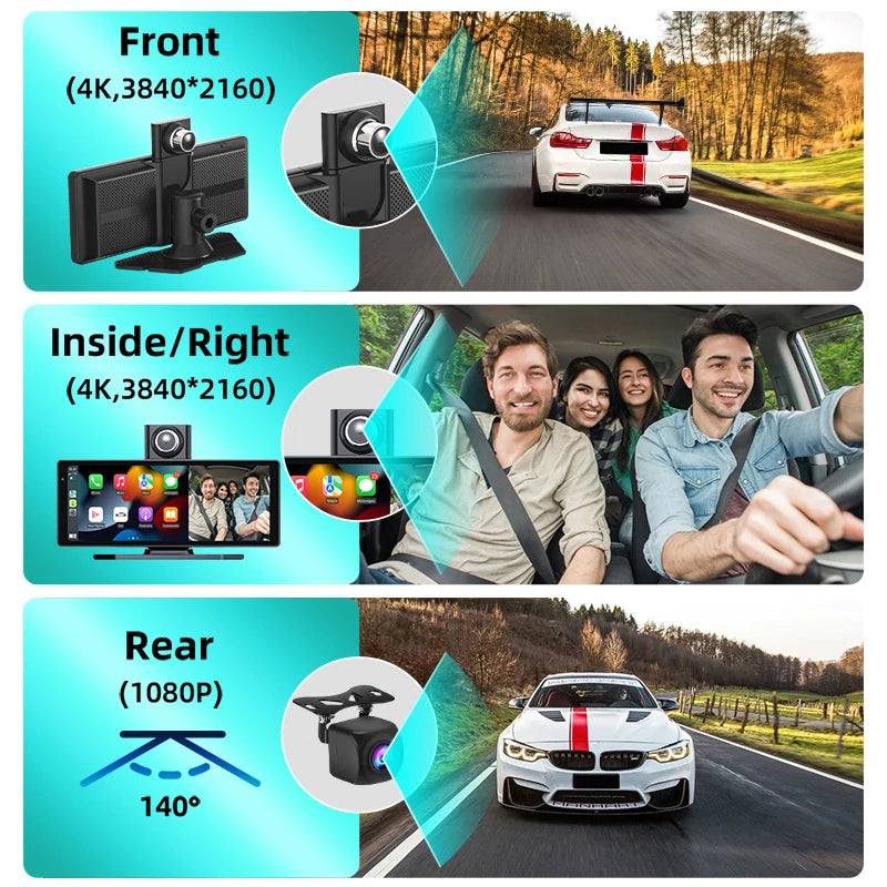 Jansite 8.1" Dash Cam 2.5K cu Carplay și Android Auto