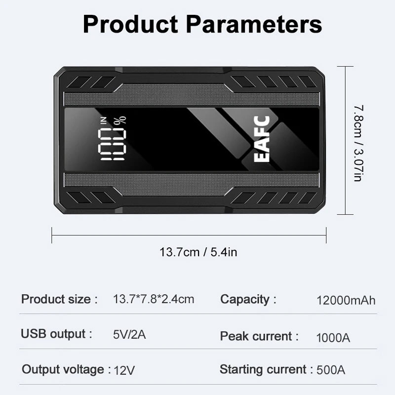 EAFC Starter Auto 1000A - Încărcător Baterie 12000mAh