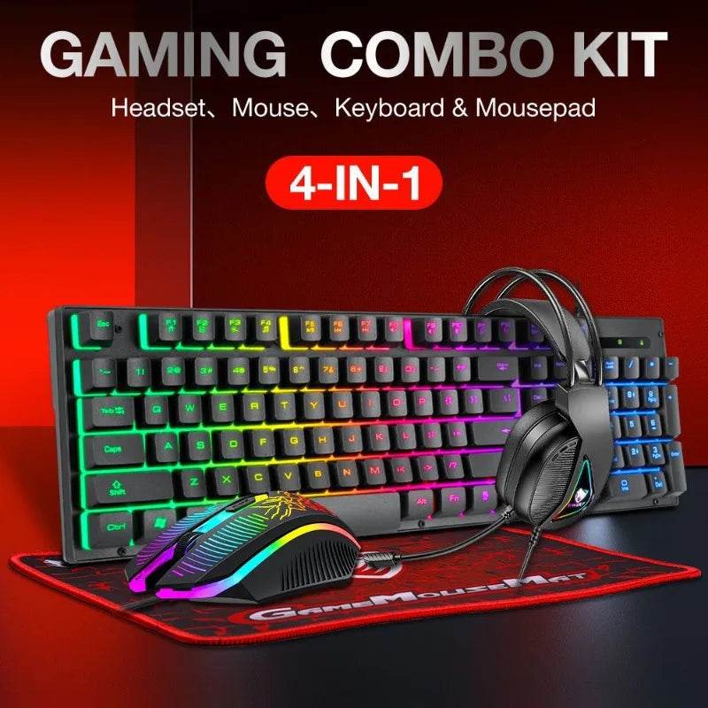 Set de Joc Thunder Wolf TF400 - Tastatură, Mouse și Căști RGB - Venduqo