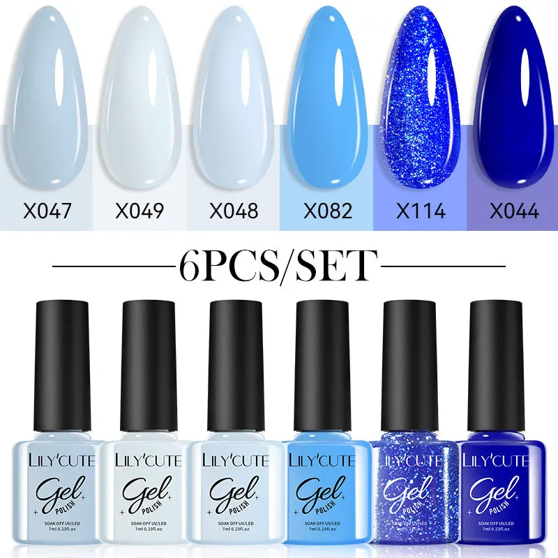 LILYCUTE Set de 6 Piese 7ml Oja Gel pentru Unghii DIY