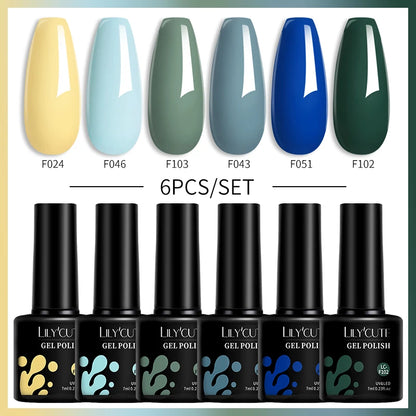 Set 6 Piese Oja Gel Termica LILYCUTE 7ML Serie Roșie