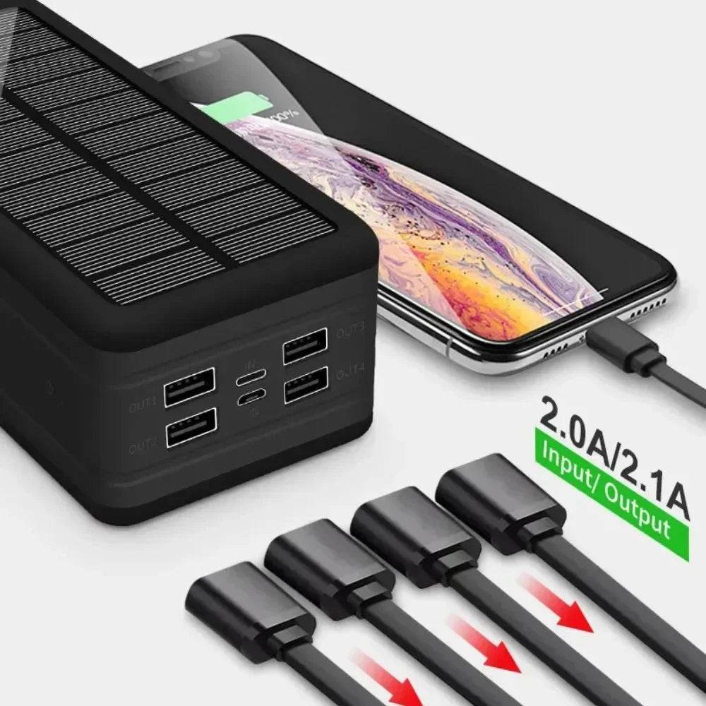 Baterie Externă Solară 300000mAh cu 4 Porturi USB - Venduqo