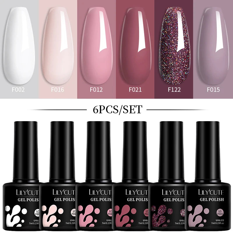 Set 6 Piese Oja Gel Termica LILYCUTE 7ML Serie Roșie