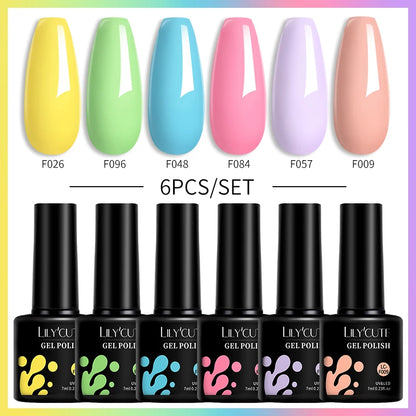 Set 6 Piese Oja Gel Termica LILYCUTE 7ML Serie Roșie