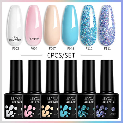 Set 6 Piese Oja Gel Termica LILYCUTE 7ML Serie Roșie