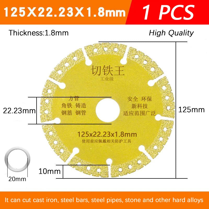 Disc diamantat pentru tăiere metal, 115/125/180mm