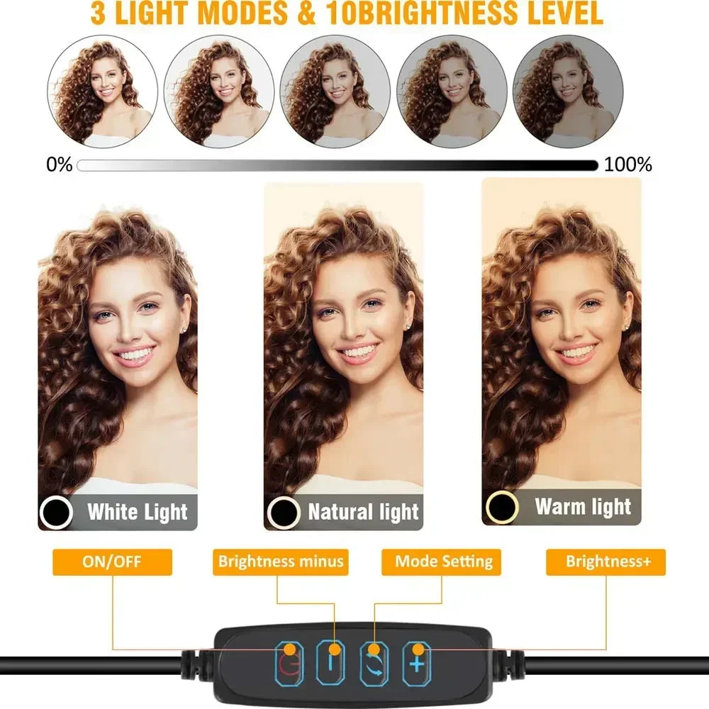 ZOMEI 6/8in LED Ring Light - Clip-On pentru Conferințe Video și Streaming Live