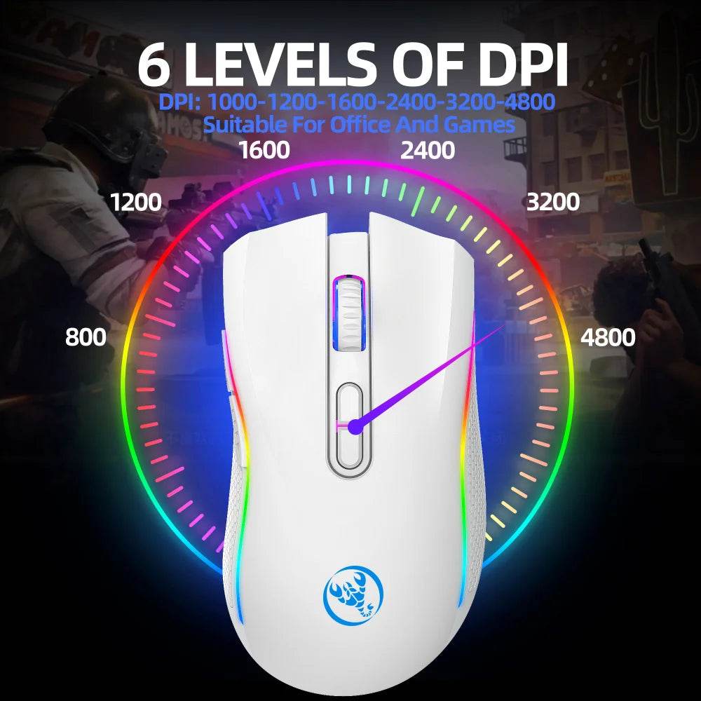 HXSJ T69 Mouse Wireless Ergonomic RGB 2.4G - Venduqo