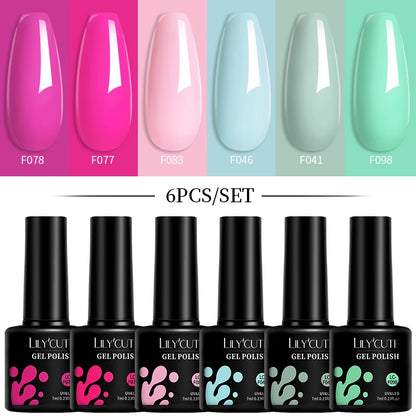 Set 6 Piese Oja Gel Termica LILYCUTE 7ML Serie Roșie