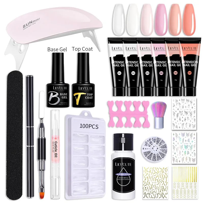 LILYCUTE Set Manicure 15ML cu Gel pentru Extensii Unghii și Lampă UV