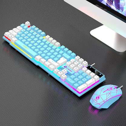 Set Tastatură și Mouse Wired Luminiscent Mecanic USB