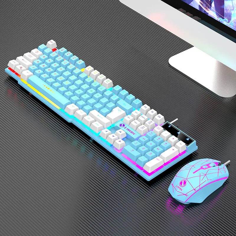 Set Tastatură și Mouse Wired Luminiscente Mecanic pentru PC - Venduqo