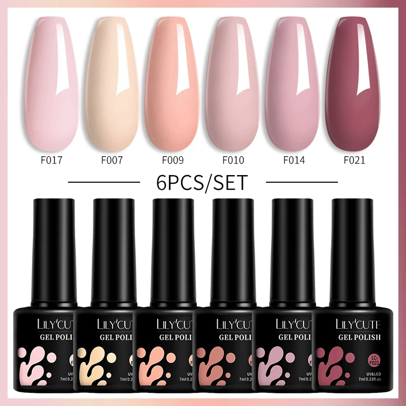 Set 6 Piese Oja Gel Termica LILYCUTE 7ML Serie Roșie