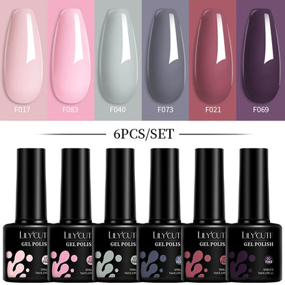 Set 6 Piese Oja Gel Termica LILYCUTE 7ML Serie Roșie