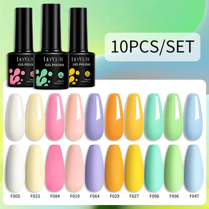 Set 10 Piese Lac Unghii Gel LILYCUTE - Culori de Primăvară și Vară