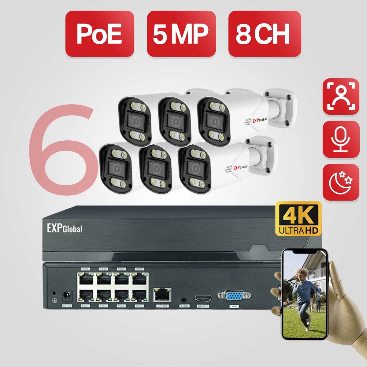 Sistem de Securitate EXPGobal 8MP/5MP POE - Camere Exterioare - Venduqo