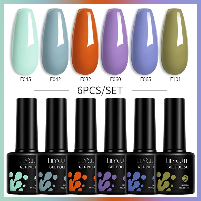 Set 6 Piese Oja Gel Termica LILYCUTE 7ML Serie Roșie