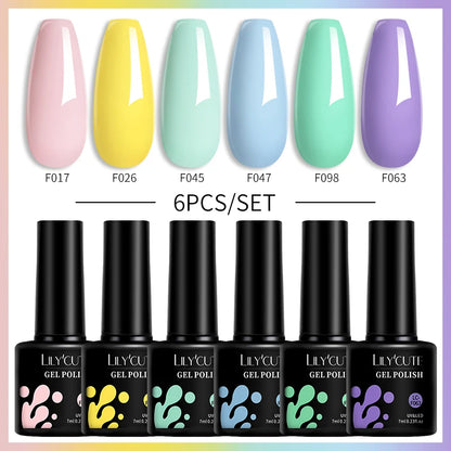 Set 6 Piese Oja Gel Termica LILYCUTE 7ML Serie Roșie