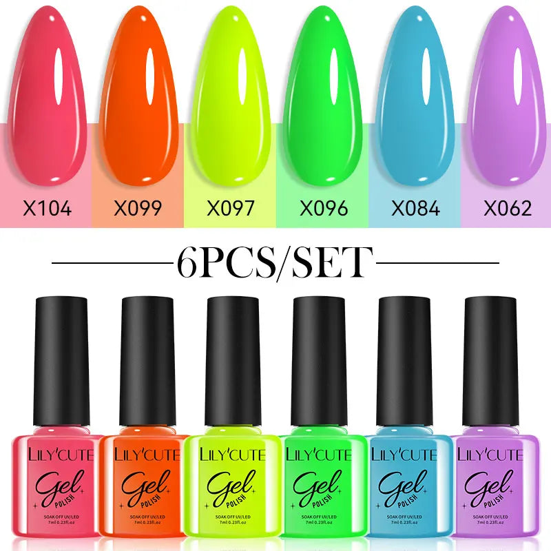 LILYCUTE Set de 6 Piese 7ml Oja Gel pentru Unghii DIY