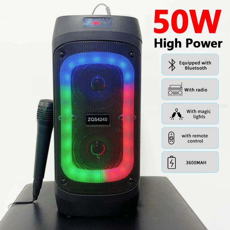 Boxă Bluetooth 50W cu Karaoke și Subwoofer 3D - Venduqo