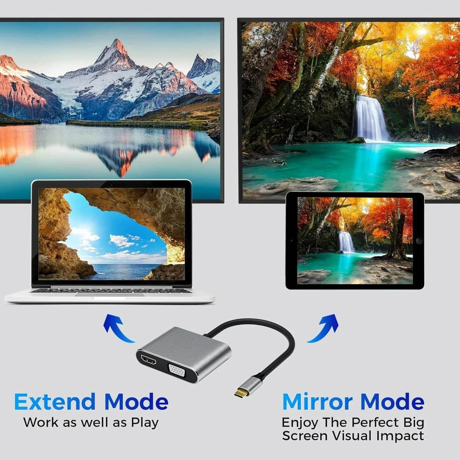 USB C Docking Station cu 4K HDMI și VGA pentru Laptopuri - Venduqo