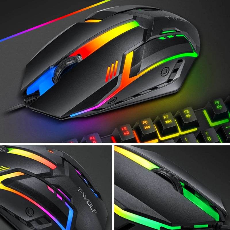 Set Gaming 4 în 1 Oulylan T-WOLF - Tastatură, Mouse, Headset, Mouse Pad - Venduqo