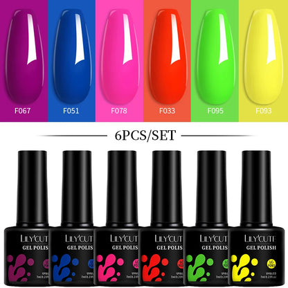 Set 6 Piese Oja Gel Termica LILYCUTE 7ML Serie Roșie