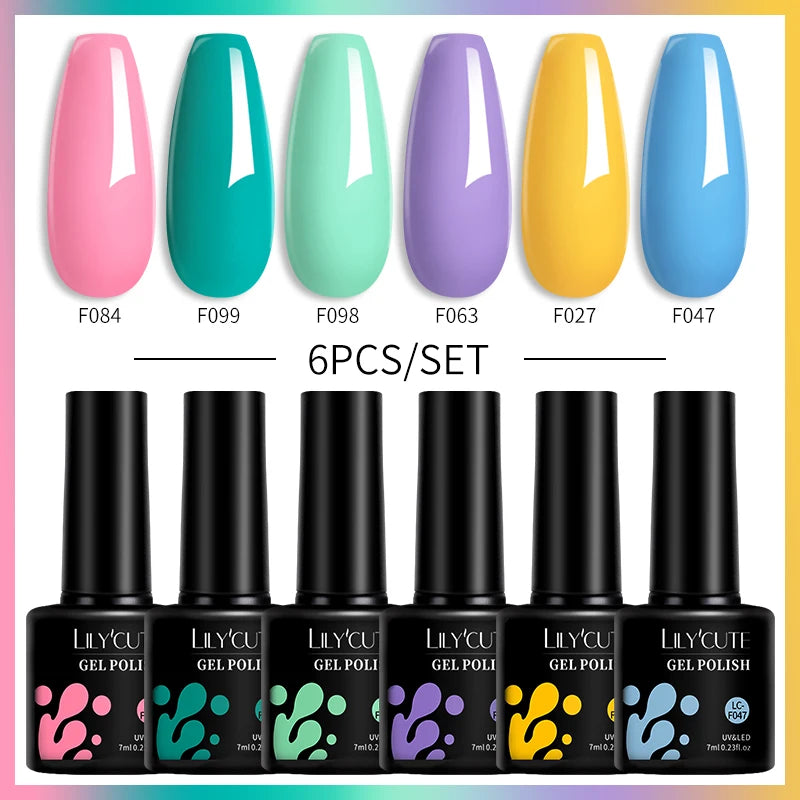 Set 6 Piese Oja Gel Termica LILYCUTE 7ML Serie Roșie