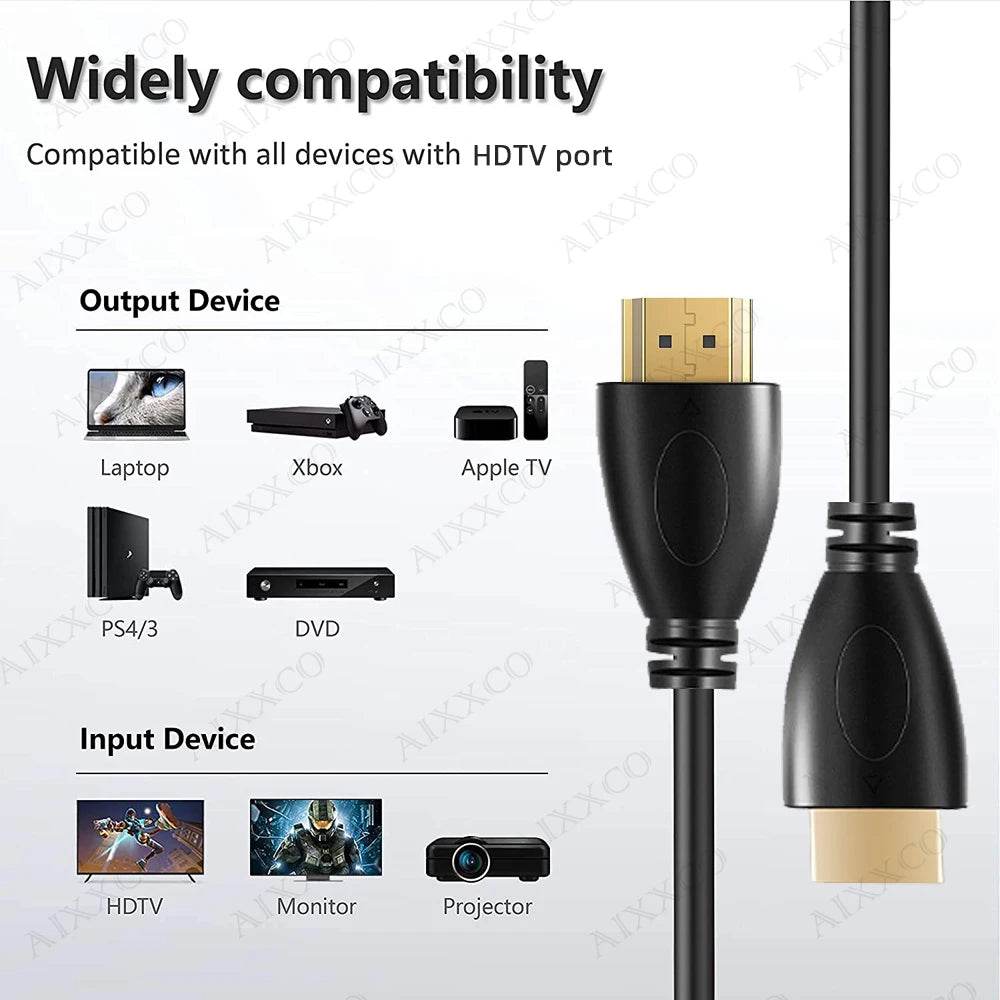 Cabluri HDMI AIXXCO Plăcute cu Aur 0.5M - 15M 1080p - Venduqo