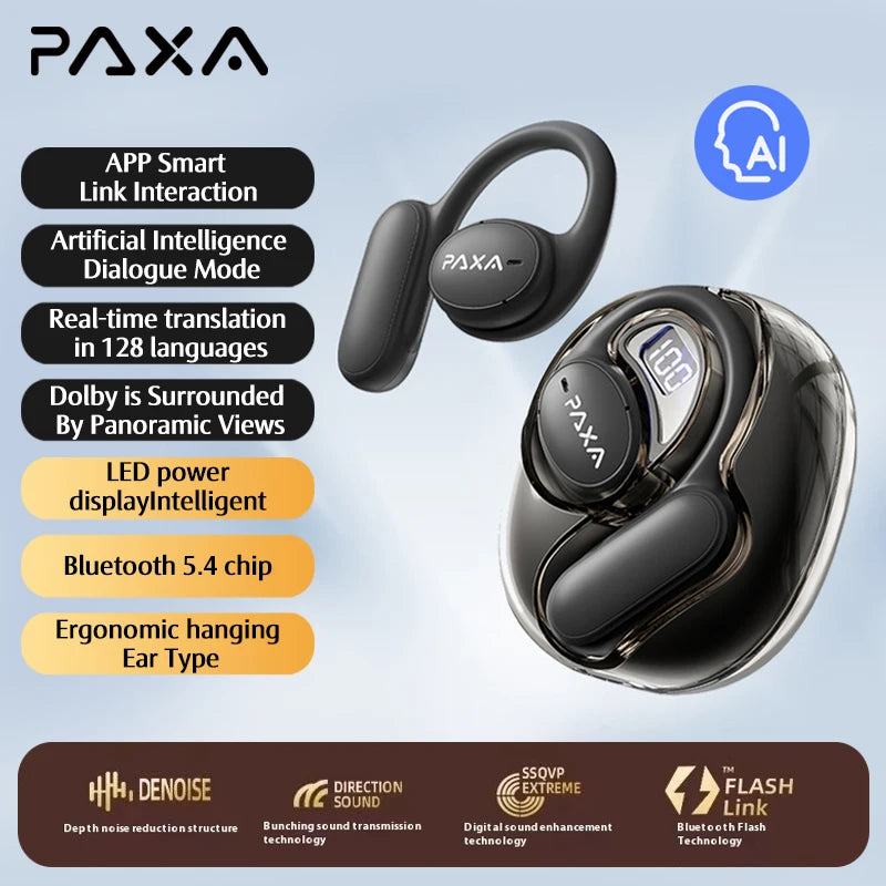 Căști Bluetooth PAXA OpenAirUltra AI cu Traducere în Timp Real