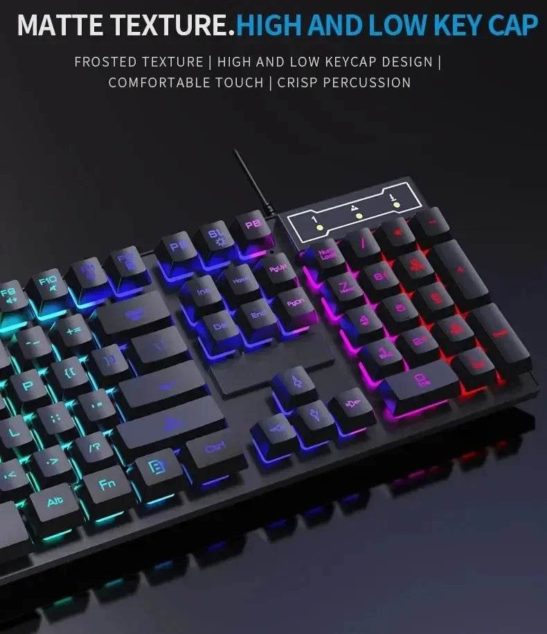 Keyboard și Mouse Set Mecanic Luminat 104 Taste - Venduqo