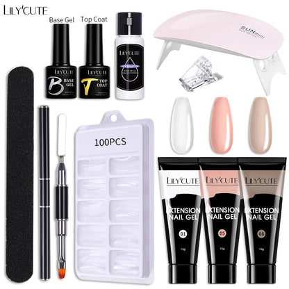 LILYCUTE Set Manicure 15ML cu Gel pentru Extensii Unghii și Lampă UV