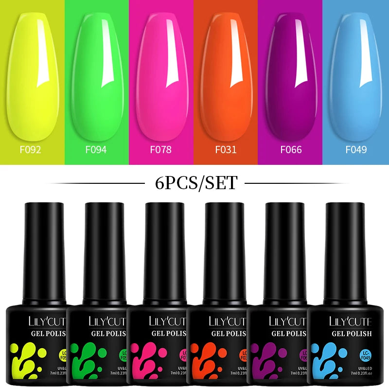 Set 6 Piese Oja Gel Termica LILYCUTE 7ML Serie Roșie