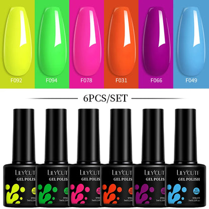 Set 6 Piese Oja Gel Termica LILYCUTE 7ML Serie Roșie