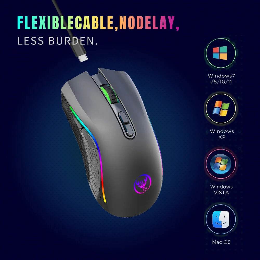 HXSJ T69 Mouse Wireless Ergonomic RGB 2.4G - Venduqo