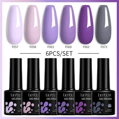 Set 6 Piese Oja Gel Termica LILYCUTE 7ML Serie Roșie