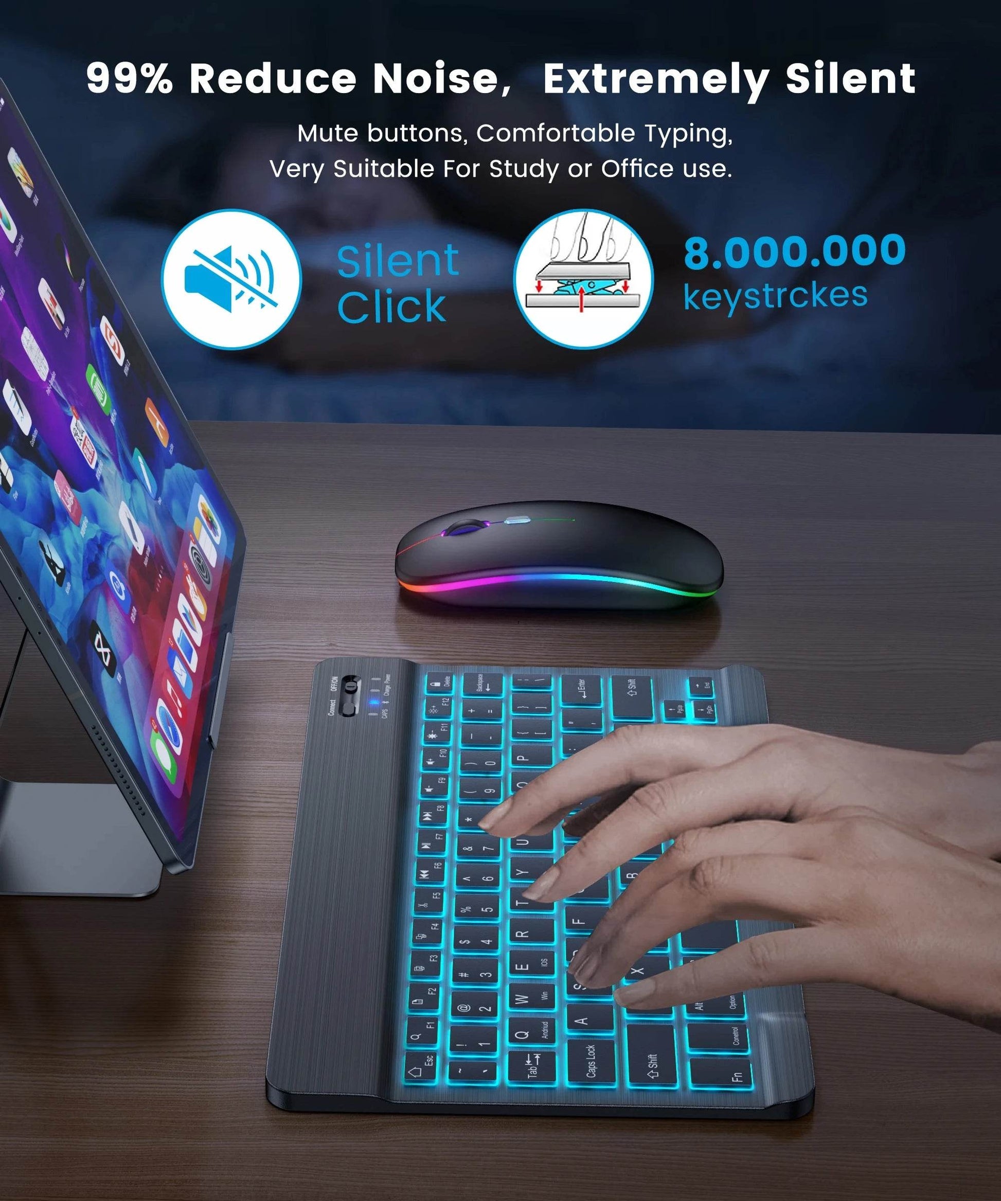 Mini Tastatură Bluetooth RGB Wireless 10 Inch - Venduqo