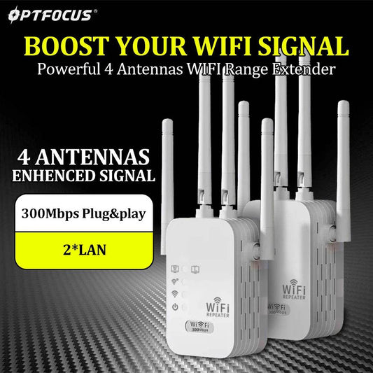 Repetitor WiFi OPTFOCUS 2.4G 300Mbps cu 2 LAN - Venduqo