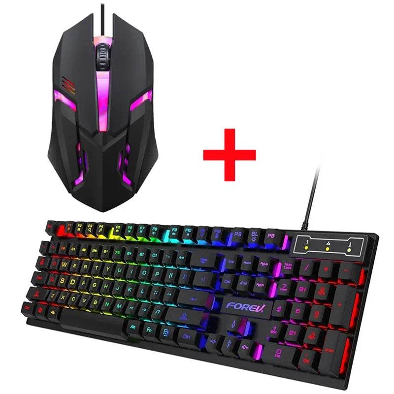 Keyboard și Mouse Set Mecanic Luminat 104 Taste - Venduqo