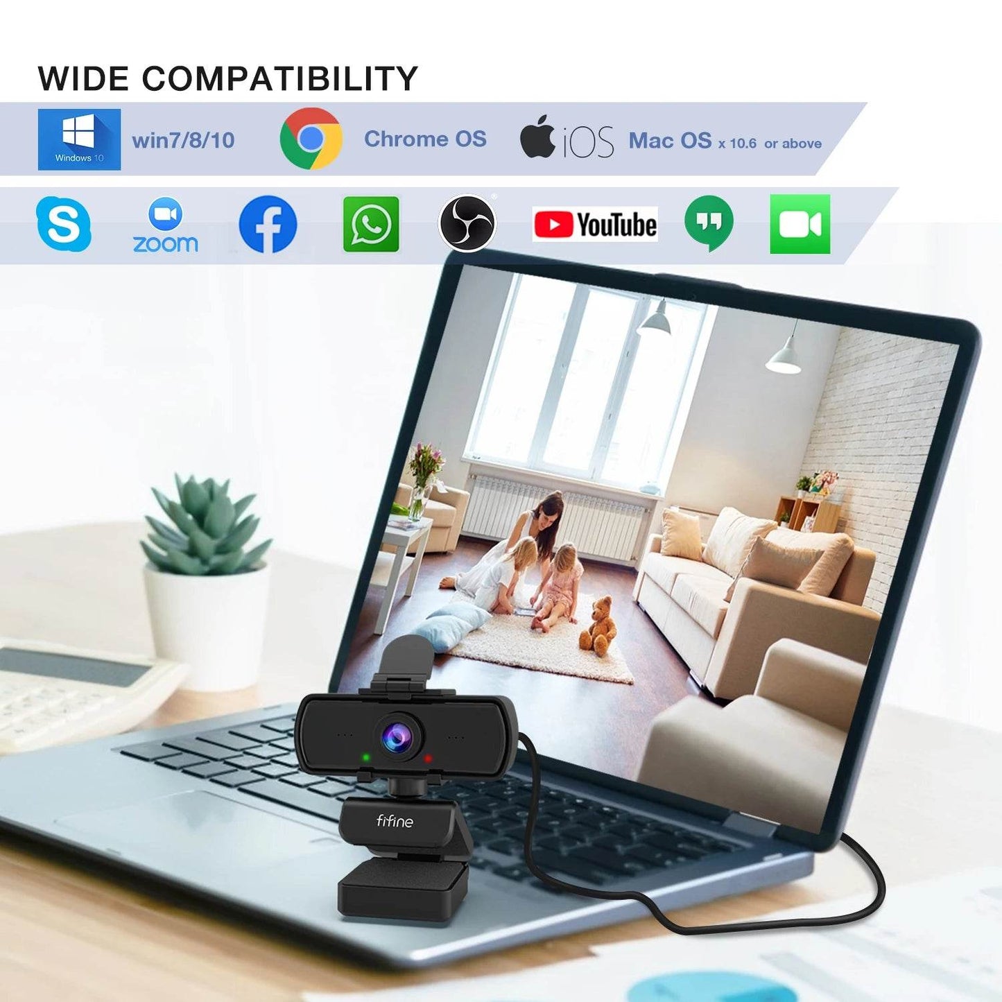 Webcam FIFINE 1440p Full HD cu Microfon și Trepied - Venduqo